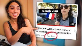 French Comprehension Practice (with subtitles) || Reacting to My First YouTube Video