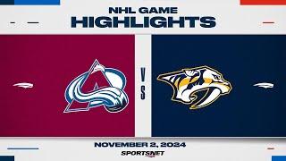 NHL Highlights | Avalanche vs. Predators - November 2, 2024