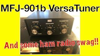 MFJ901b Versatuner HAM RADIO antenna tuner and some ham radio swag!