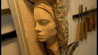 Wood Carving the Side of a Woman's Face--Alec LaCasse