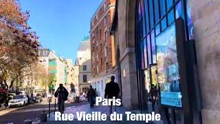 Paris city walks   Rue Vieille du Temple   Paris, France 4K