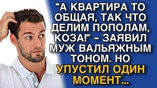 "А КВАРТИРА ТО ОБЩАЯ, ТАК ЧТО ДЕЛИМ ПОПОЛАМ, КОЗА!" - ЗАЯВИЛ МУЖ. НО УПУСТИЛ ОДНУ ДЕТАЛЬ...