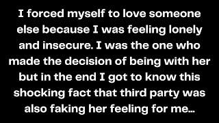 I forced myself to love someone else because I was feeling lonely and insecure. I was the one...