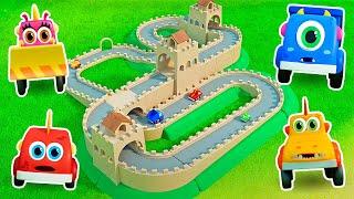 Mocas cars started a race on a new racing track for monster cars!  New season. Cartoons for kids.