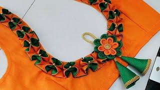 Blouse designs || cutting and stitching back neck blouse design || blouse back neck blouse design