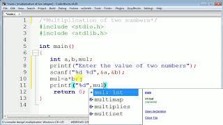 Multiplication of two numbers in c