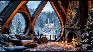   Cozy Winter Cottage: Fireplace and Winter Storm Sounds for Peaceful Sleep