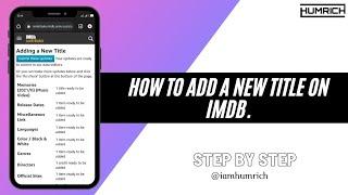 How To Add A “Music Video” On IMDb | New Title.