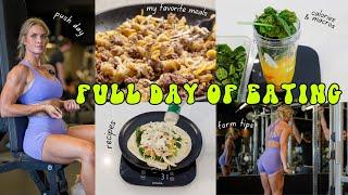 FULL DAY OF EATING & A PUSH DAY!! | calorie & macro breakdown, form tips, top easy recipes, my goals