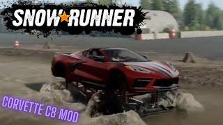 Snow Runner: CORVETTE C8 With Monster Truck Tires and Suspension. ( Bad Ass Sound )