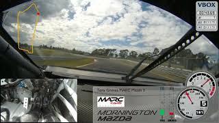 A Lap Onboard the Mornington Mazda V8 MAzda3 MARC Car with Tony Groves #80 at Sandown Raceway