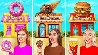 One Colored House Challenge McDonald’s vs Ice Cream vs Donuts | Crazy Challenge by Multi DO Smile