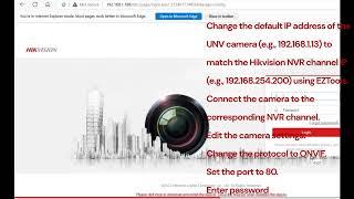 Adding UNV Cameras to Hikvision NVR Using ONVIF Protocol - Quick Guide