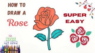 How to draw a Rose for beginners step by step easy. Easy Rose flower drawing and coloring tutorial.