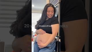 20 weeks pregnant vs 30 weeks pregnant #thirdtrimester #bumpdate #babybump #30weekspregnant