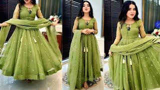 Anarkali frock/orgenza anarkali frock cutting & stiching/Long frock/16 panel anarkali frock sewing