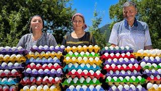 Rustic Banquet Of 100 Eggs And Chicken! A Simple Dish Made Of Natural Products