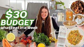 $30 BUDGET for the week (vloggy) | grocery haul + meal prep‍ healthy & simple