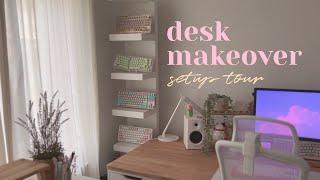 desk makeover & setup tour  organizing, unboxing, new standing desk 