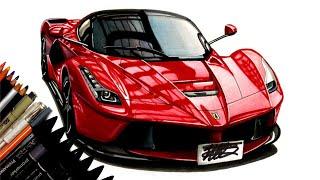 I MADE A BAD MISTAKE WHILE DRAWING - Realistic Car Drawing - Ferrari LaFerrari - Time Lapse