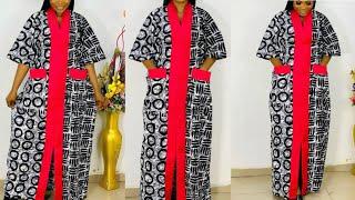 How to Cut and sew a Kaftan/ Bubu Dress with a Slit in Front and Side Pockets.