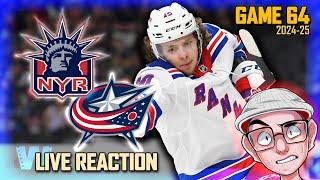 Rangers - Blue Jackets NHL game 64 '24-25 - Live reaction, discussion