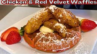 How To Make Beautiful Red Velvet Chicken And Waffles