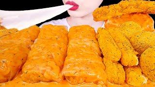 【咀嚼音】カルボプルダックポックンミョン生春巻き、チーズボール、チーズスティック｜ASMR MUKBANG｜CARBO FIRE NOODLE WRAP CHEESE BALL & STICKS 먹방