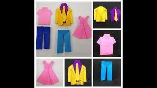 How to make Origami Mini Clothes | Coat | Shirt | Tie | Pant | Frock | Paper Craft | Origami Dress