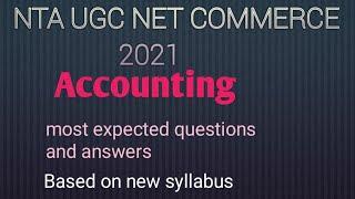 NTA UGC NET COMMERCE 2021 most expected questions and answers@commerce edu tips