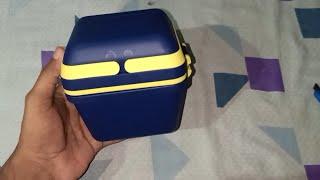 Tosaa Plastic Dieting Airtight Lunch/Tiffin Box Set 3 Compartment , Blue (14 x 12 x 14 cm)