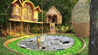 I Built Most Modern Luxury Bamboo Tree House and Mud House Water Slide to Underground Swimming Pool