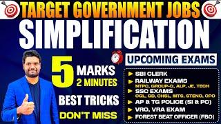 SIMPLIFICATION BEST TRICKS FOR ALL BANK PO & CLERK , SBI, IBPS, SSC, RAILWAY, AP/TS  AND OTHER EXAMS