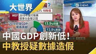 中國GDP創27年新低！人大教授批評數據造假 "經濟火車頭"落難成全球衰退警訊？！｜主播 王志郁｜【大世界新聞】20191023｜三立iNEWS