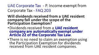 UAE Corporate Tax FAQ P Income exempt from Corporate Tax 1021 A V