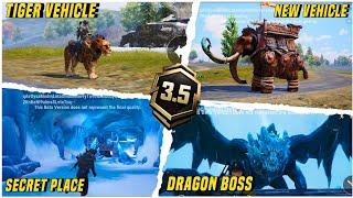 3.5 Biggest Update Is Here | Glacier Dragon & Glacier Secret Place | New Vehicles Tiger | PUBGM