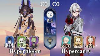 C0 Cyno Hyperbloom & C0R1 Arlecchino Hypercarry | Spiral Abyss 5.1 | Genshin Impact