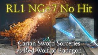 [Elden Ring] Carian Sword Sorceries vs Red Wolf of Radagon (RL1 NG+7 No Hit 2K Boss Fight Gameplay)