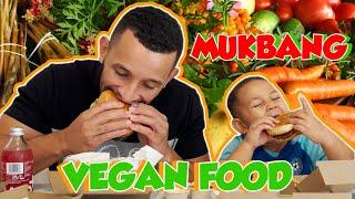 OUR FIRST TIME EATING VEGAN FOOD | ASMR FASTFOOD MUKBANG | Fake Chicken Wings, Chicken Nuggets, Beef