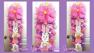 EASTER YARDSTICK DOOR SWAG WREATH CENTERPIECE GARLAND DIY FOR SPRING DOLLAR TREE CRAFTS DIYS