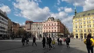 the Brno Astronomical Clock in the Main Square of City Center. 